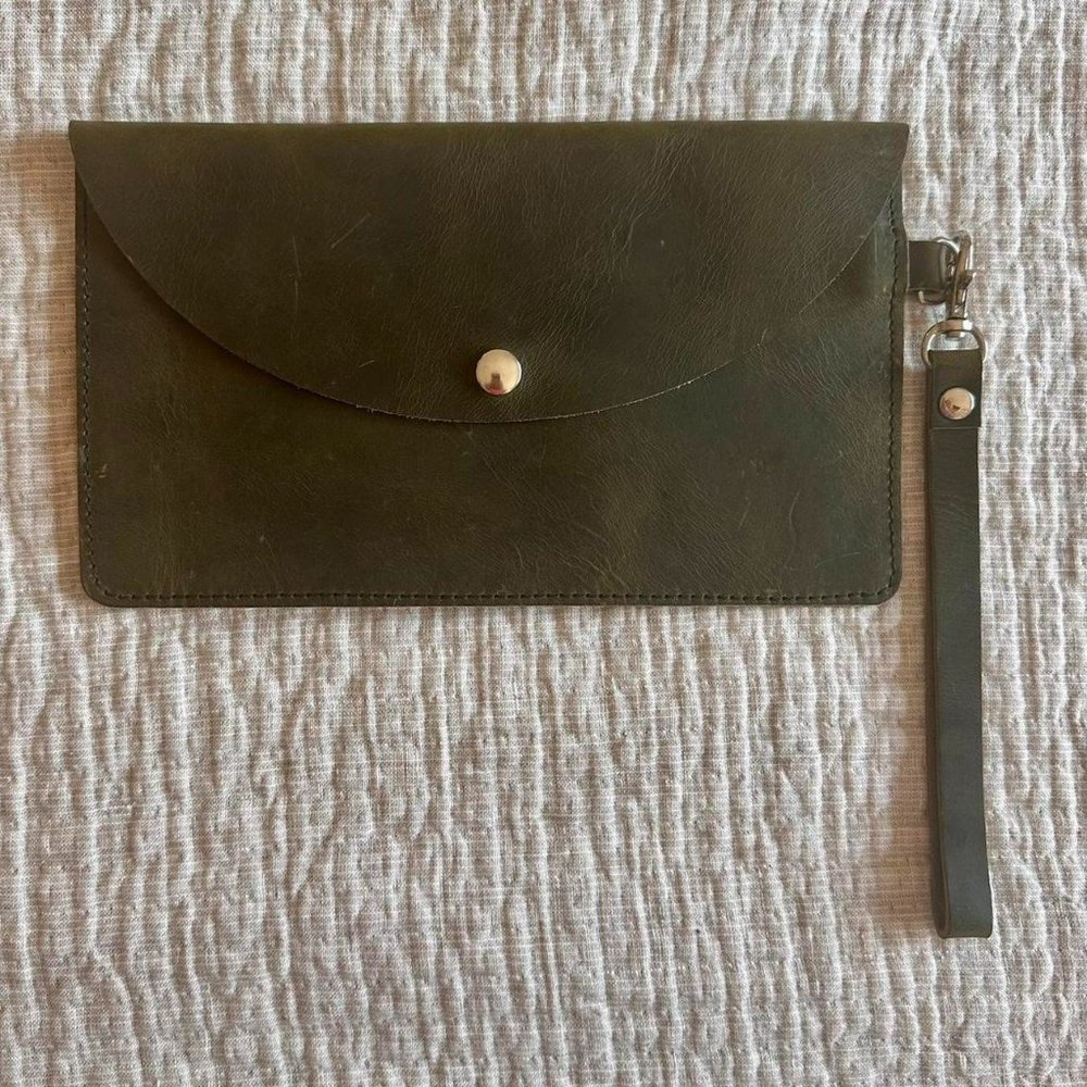 Genuine Leather Wristlet Green